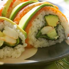 A picture of California Rolls (perfect for guests).