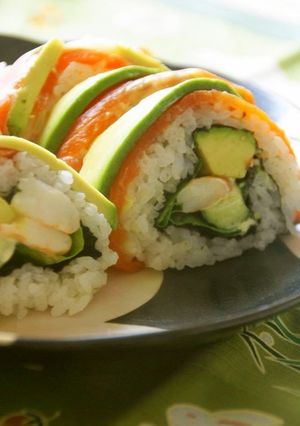 A picture of California Rolls (perfect for guests).