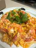 Stir-Fried Eggs with Shrimp and Suki Sauce (Thai-Style, US Edition)