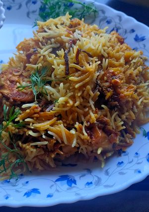 A picture of Egg potatoes Biryani.