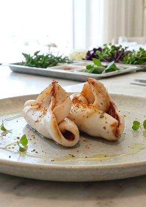 Una foto de Pota a la plancha con Tajín y Cilantro