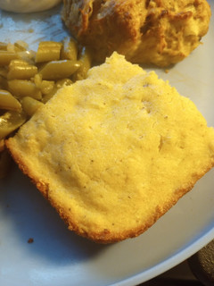 A picture of Cream of Mushroom Cornbread with Sausage.
