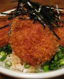 Sweet and Savory Soy Sauce Pork Cutlet Bowl with Scallions