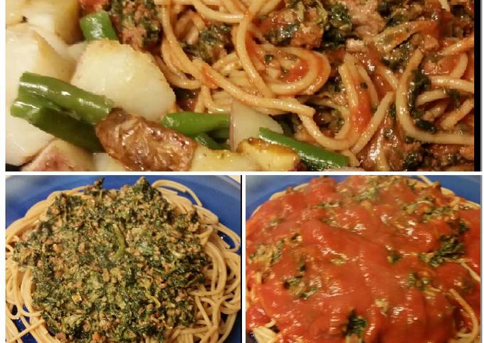 Steps to Make Award-winning Healthy Meat&amp;Spinach Spaghetti