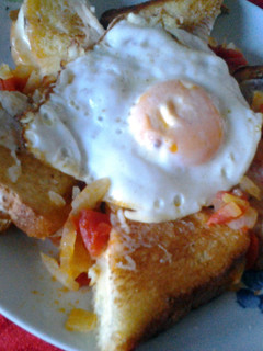 A picture of Grilled Cheese with Tomato and Omelet.