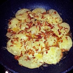 A picture of H's best crispy stove top potatoes.