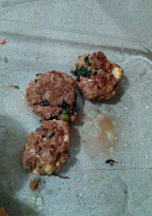 A picture of Lamb burgers/ meat balls.