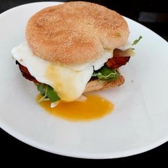 A picture of My Bacon Grill,Avocado,cheese slice and Poached Egg.