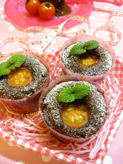 A picture of Tomato Chocolate Fudge Muffin.