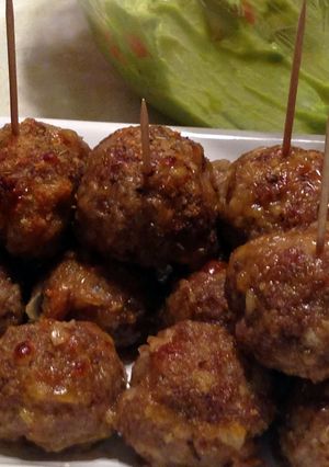 A picture of Brenda's Crispy Cheddar Meatballs.
