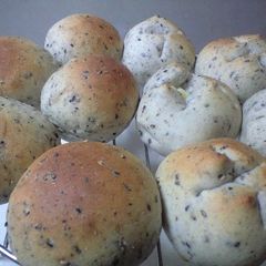 A picture of Black Sesame Bread & Black Sesame and Cheese Bread.