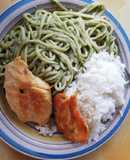 Tallarines verdes con Pollo asado