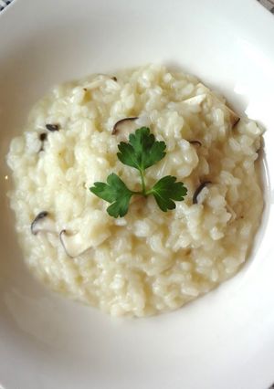A picture of King Oyster Mushroom Risotto (Vegan Friendly).