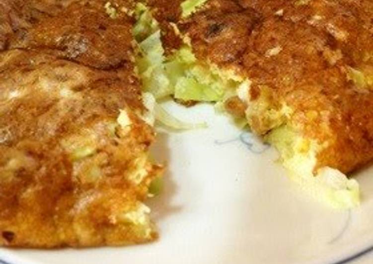 Recipe of Perfect Okonomiyaki-style Natto and Cabbage Omelet