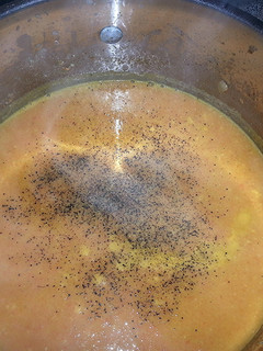 A picture of Carrot Soup w/ Coconut and Lemongrass.