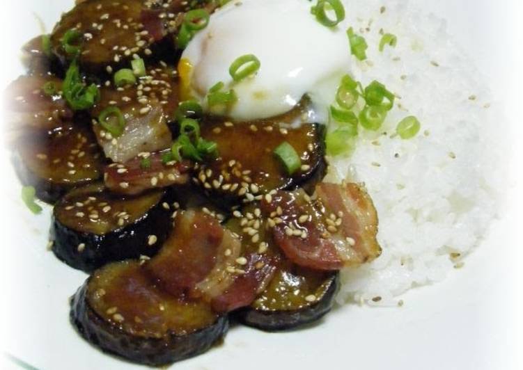 Simple Way to Make Super Quick Homemade Eggplant and Bacon with Poached Egg