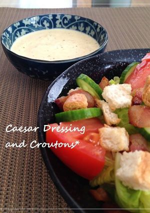 A picture of Homemade Caesar Dressing & Croutons.