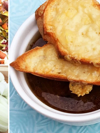 Easy Steps to Make Recipes French Onion Soup with Homemade Fullblood Wagyu Beef Stock the Delicious So Delicious.