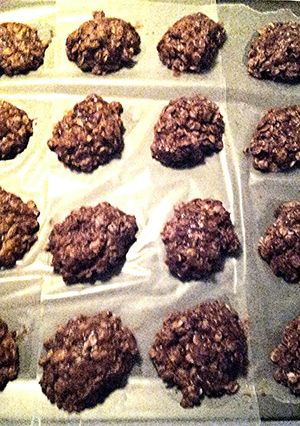 A picture of No bake cookies.