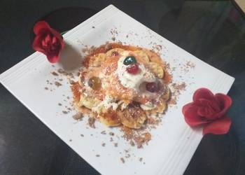 Latest Recipe Waffles and ice cream with berry sauce and cator sugar Home Style