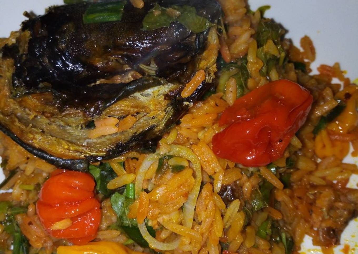 Palm oil jallof rice with Dry Fish