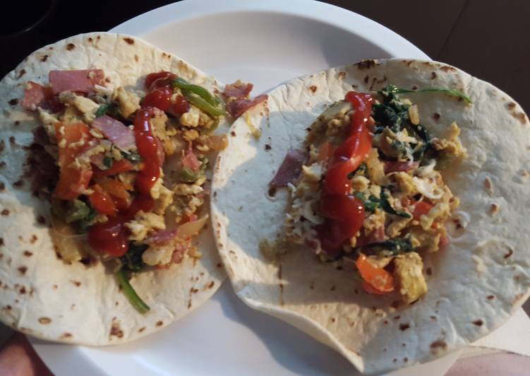 Recipe of Quick Veggie and Turkey Bacon Breakfast Burritos