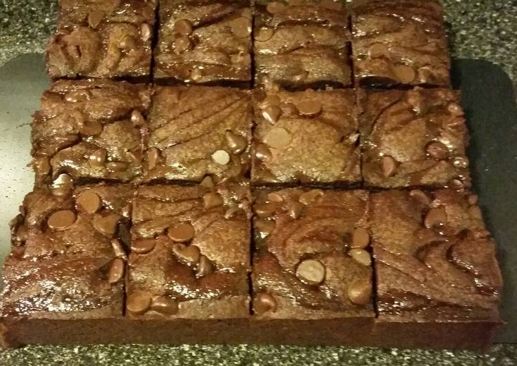 Fudge and Carmel swirl brownies