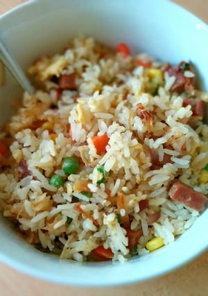 A picture of Salted egg fried rice.