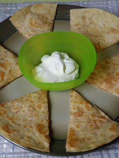 A picture of Chicken/Cheese Quesadilla.