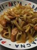 Yaki Udon with Leftover Ingredients and BBQ Sauce