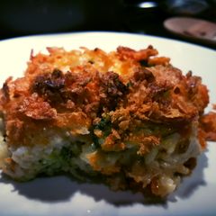 A picture of Doritos chicken and broccoli rice casserole.