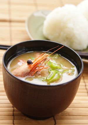 A picture of Japanese Lobster Style? Ama Ebi (Sweet Shrimp) Miso Soup.