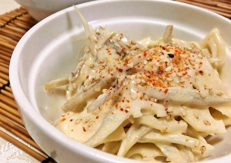 Spicy Lotus Root and Burdock Root Salad with Sesame Seeds