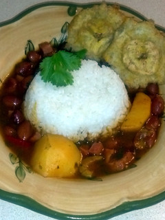 A picture of Puerto Rican Rice & Pink Beans.