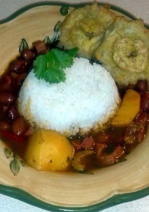 A picture of Puerto Rican Rice & Pink Beans.
