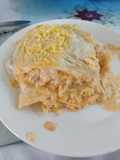 Lasaña de pollo en salsa blanca