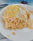 Lasaña de pollo en salsa blanca