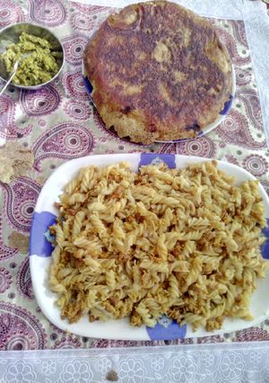 عکسی از دستور ماكارونی خوشمزه با ته دیگ نونی