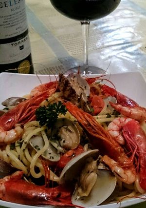 Una foto de Spaguetti con frutti di mare 