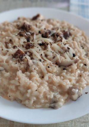 Una foto de Risotto de setas shiitake y parmesano