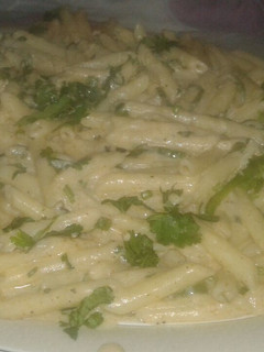 A picture of Alfredo pasta🍝.