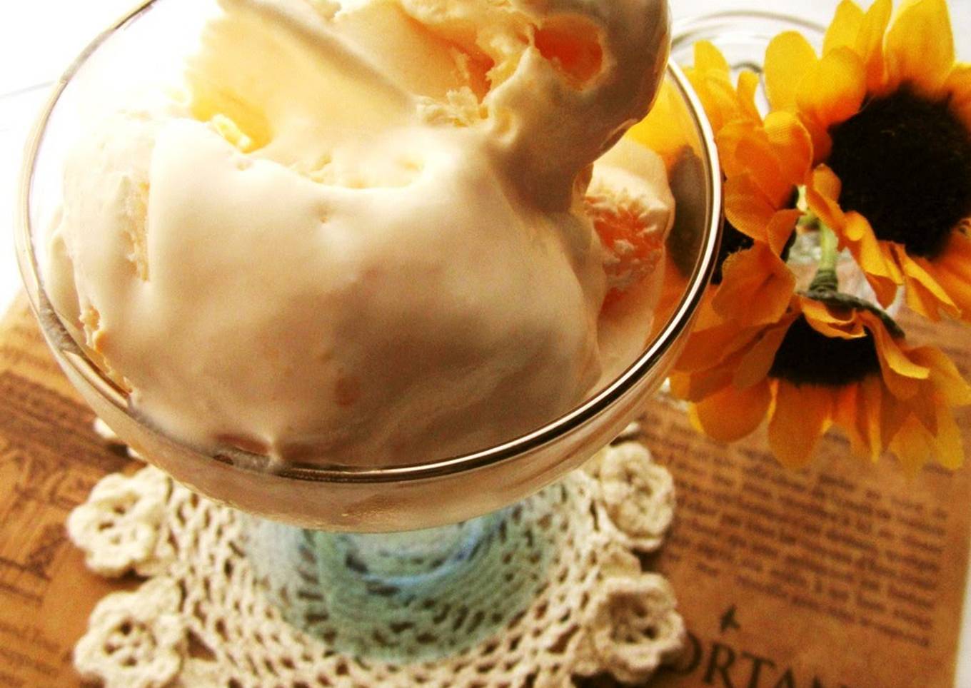 Condensed Milk Ice Cream with Canned Fruit