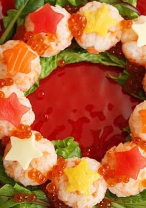 A picture of Shooting Star Wreath with Temari Sushi.