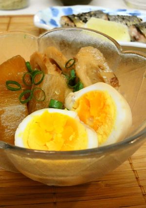 A picture of Easy Simmered Daikon Radish and Soft Boiled Eggs.