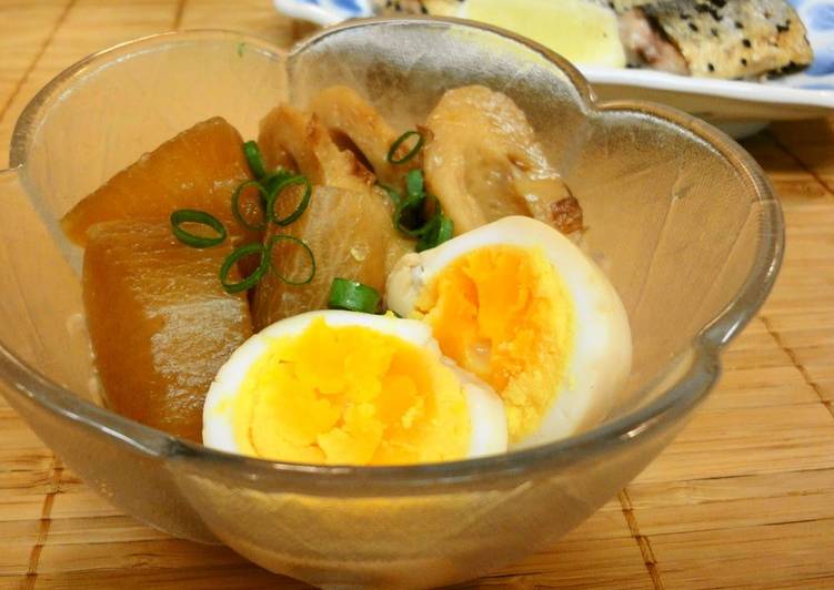 Easy Simmered Daikon Radish and Soft Boiled Eggs