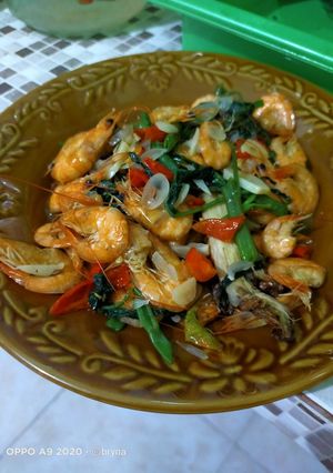 Foto resep Tumis Udang Kangkung Pedas