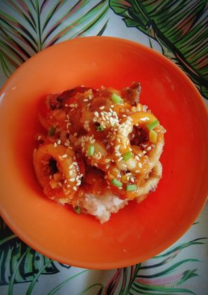 Foto resep Rice bowl cumi saus asam manis