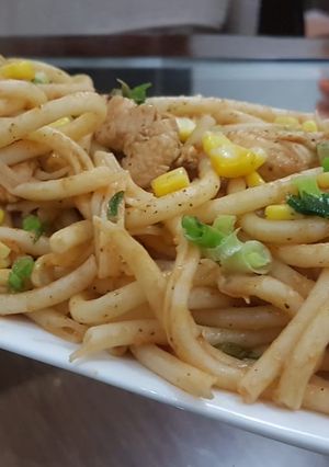 A picture of Chicken corn macaroni.