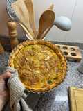Tarta de calabaza puerros y cebolla caramelizada