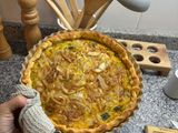 Tarta de calabaza puerros y cebolla caramelizada